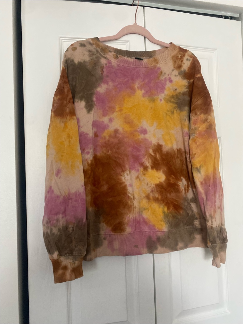 wild fable Tie-Dye Crewneck Sweatshirt - Pink, Yellow & Brown